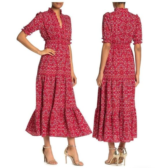 Max Studio Floral Ruffle Collar Tiered Shift Dress Size XS - Picture 1 of 11